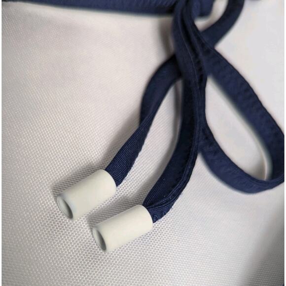 Trina Turk Monaco Pleated Navy Blue Striped Halter Bikini Swim Top Adjustable 16 - Picture 6 of 7